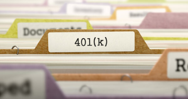 A file folder with the label ‘401k’.