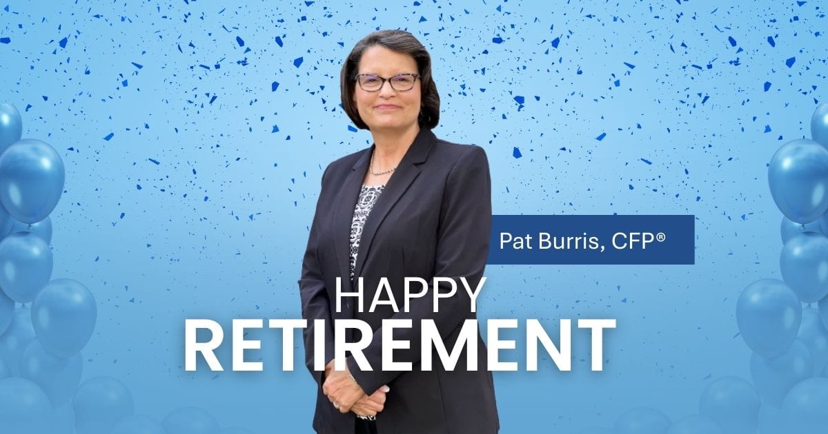 An image of Pat Burris with the words “Happy Retirement”